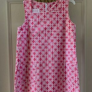 Classic Pink and White Geometric Print Shift